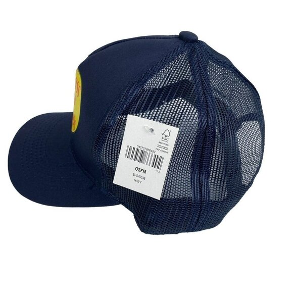 Bass Pro Shops Navy Blue Printed Logo Trucker Mesh Hat Snapback Closure NEW - Picture 2 of 9